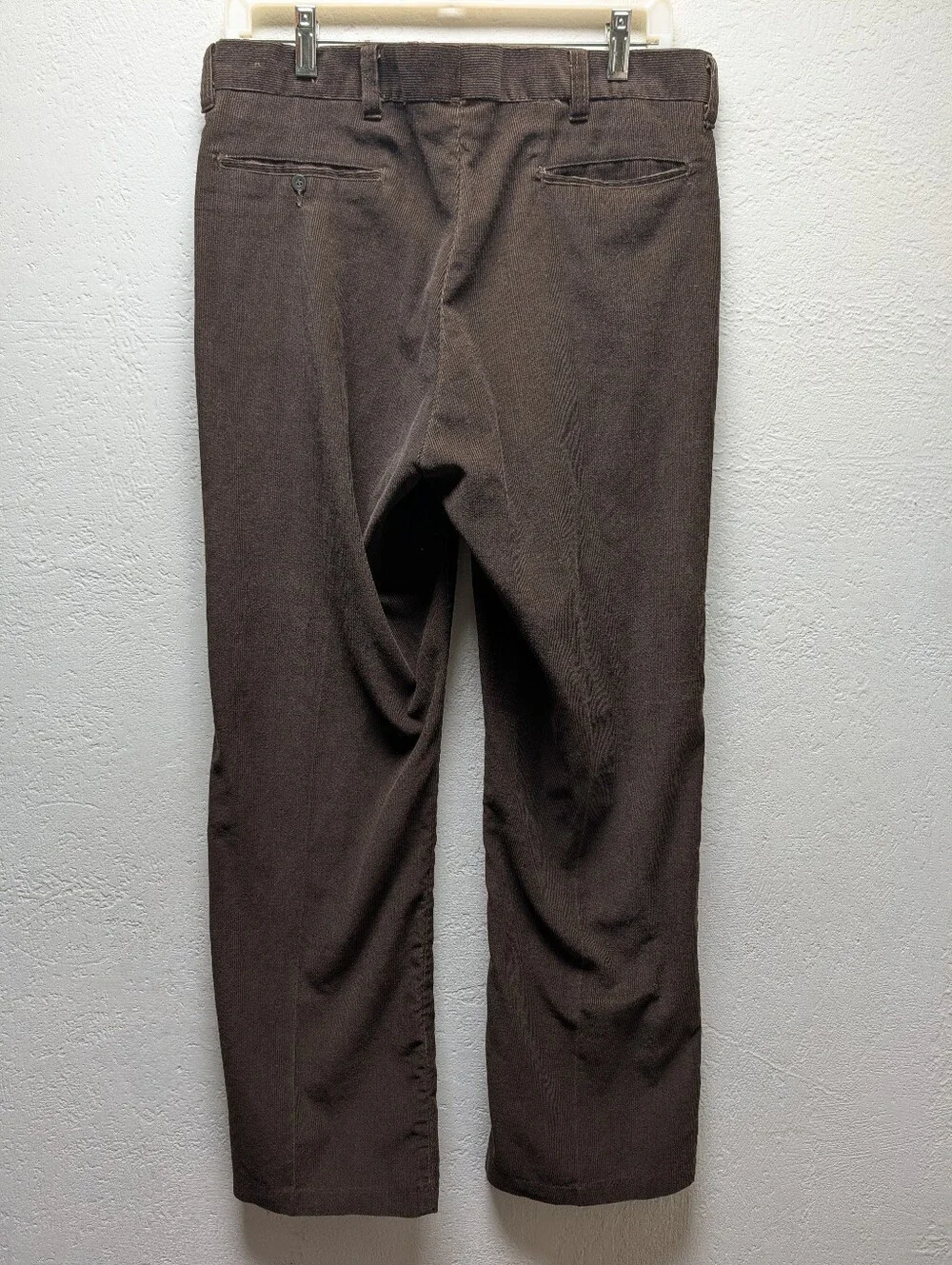 Vintage 70s Brown Corduroy Pants Mens Straight Leg Talon Zipper Trousers Cords